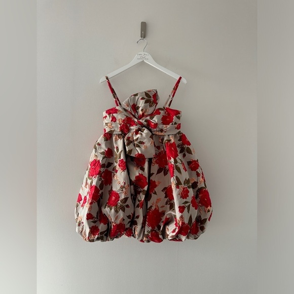 MAC DUGGAL NWT Sleeveless Bow Brocade Bubble Mini Dress in White 8 - Picture 6 of 11